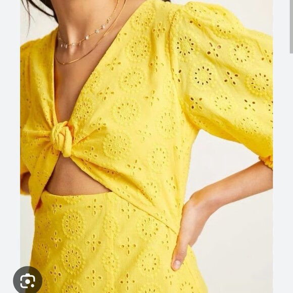 Hutch Anthropologie Yellow Cutout Maxi Dress Size 12 - Picture 3 of 8